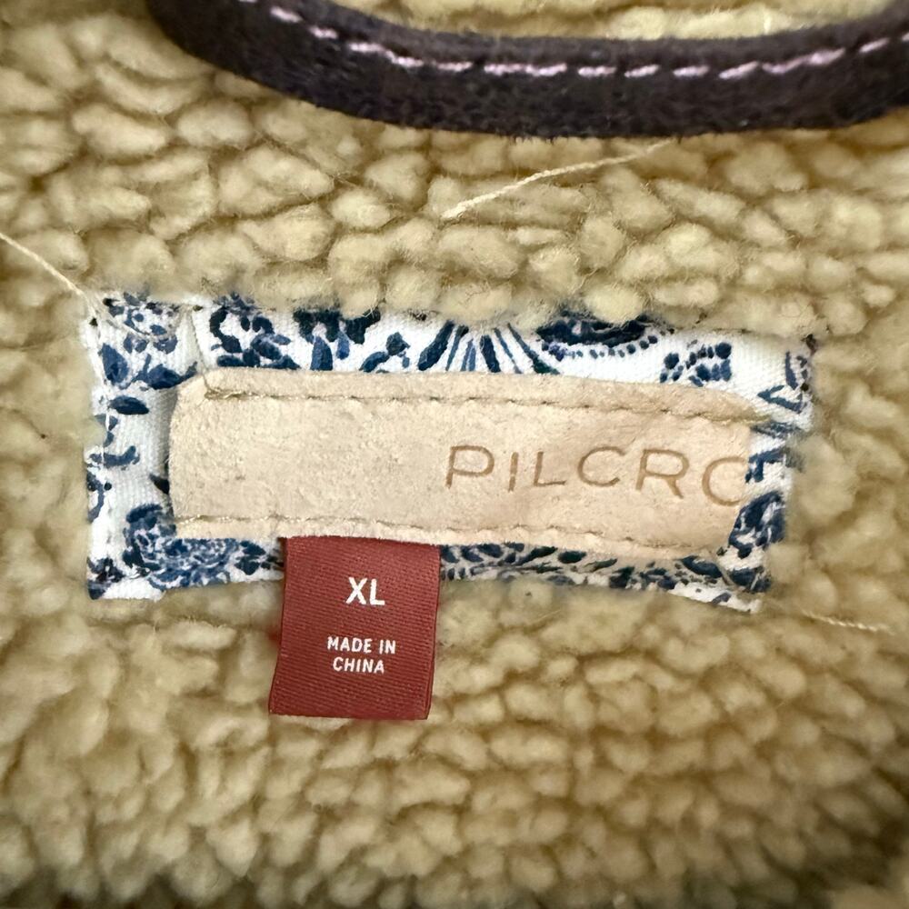 Pilcro by Anthropologie Faux Leather Jacket Womens Size XL Brown Sherpa-Lined - Picture 4 of 12